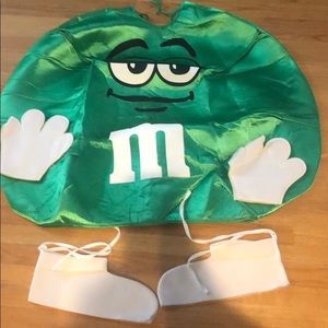 Green m&m costume.